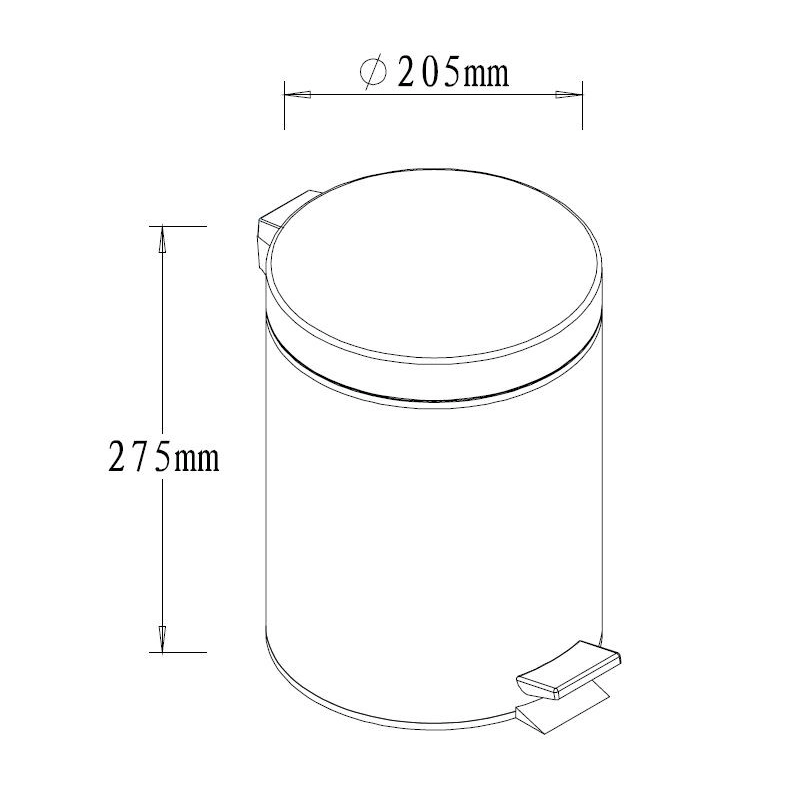 PAPELERA PEDAL BAÑO KOS5NEW INOX Brillo 5L Optima