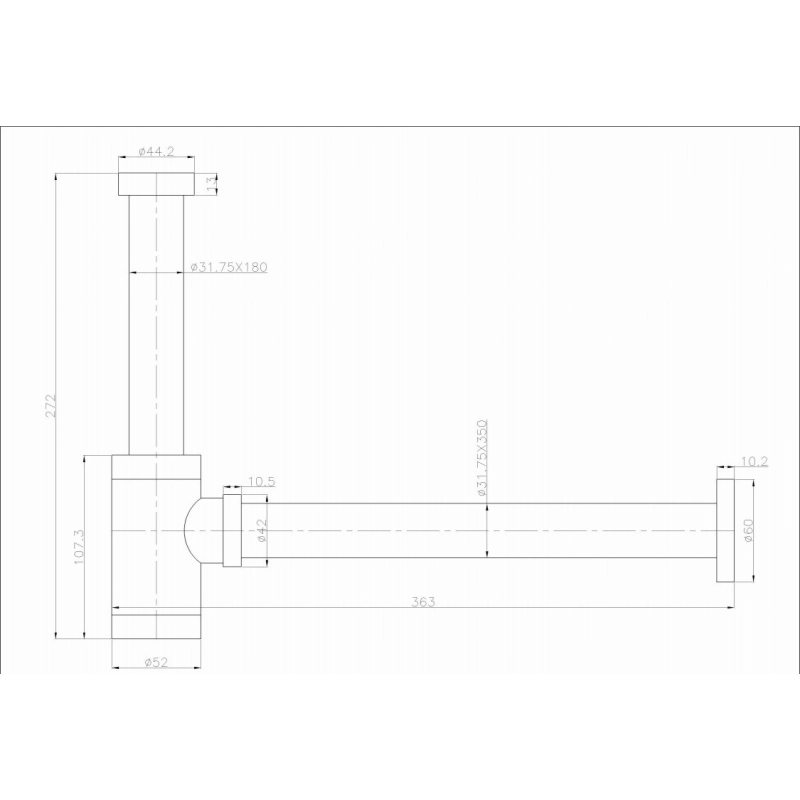 Optima SIFMQ sifón cuadrado cromo-Zamac