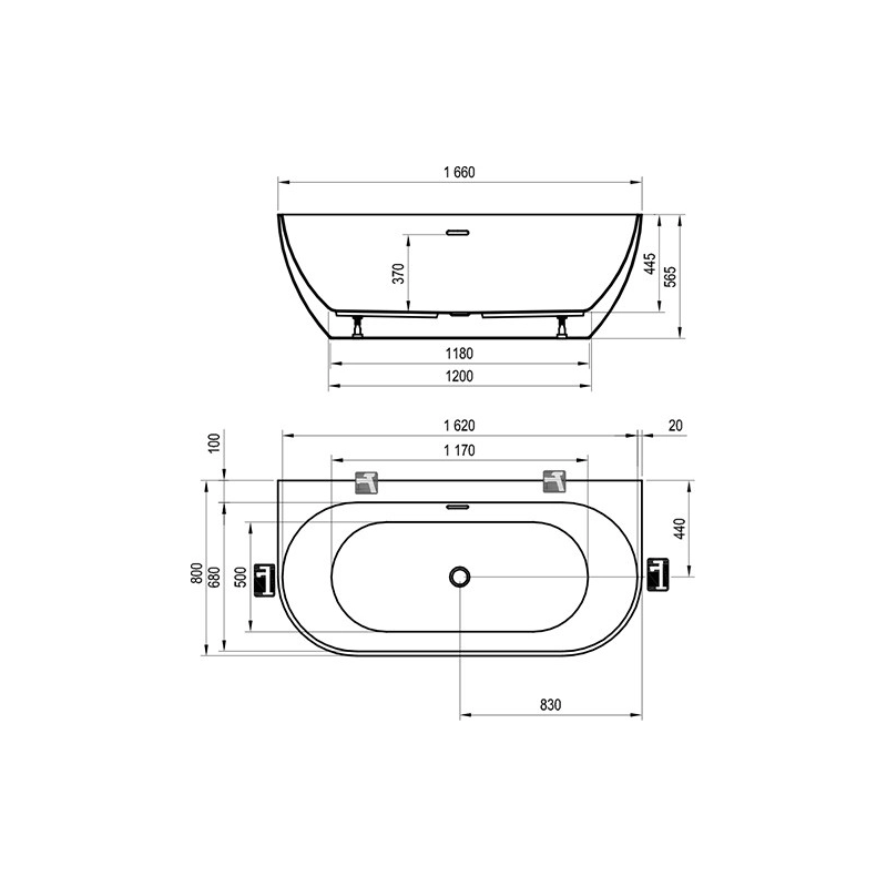 Ravak Bañera Freedom W 166x80 Acrílica