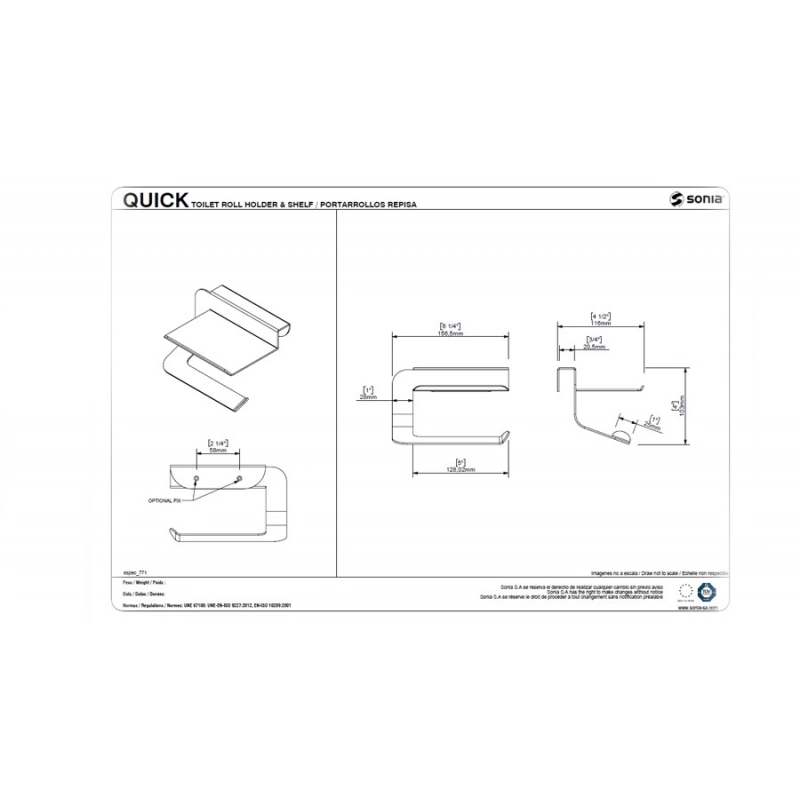 Sonia Quick Portarrollos Blanco con repisa para mueble