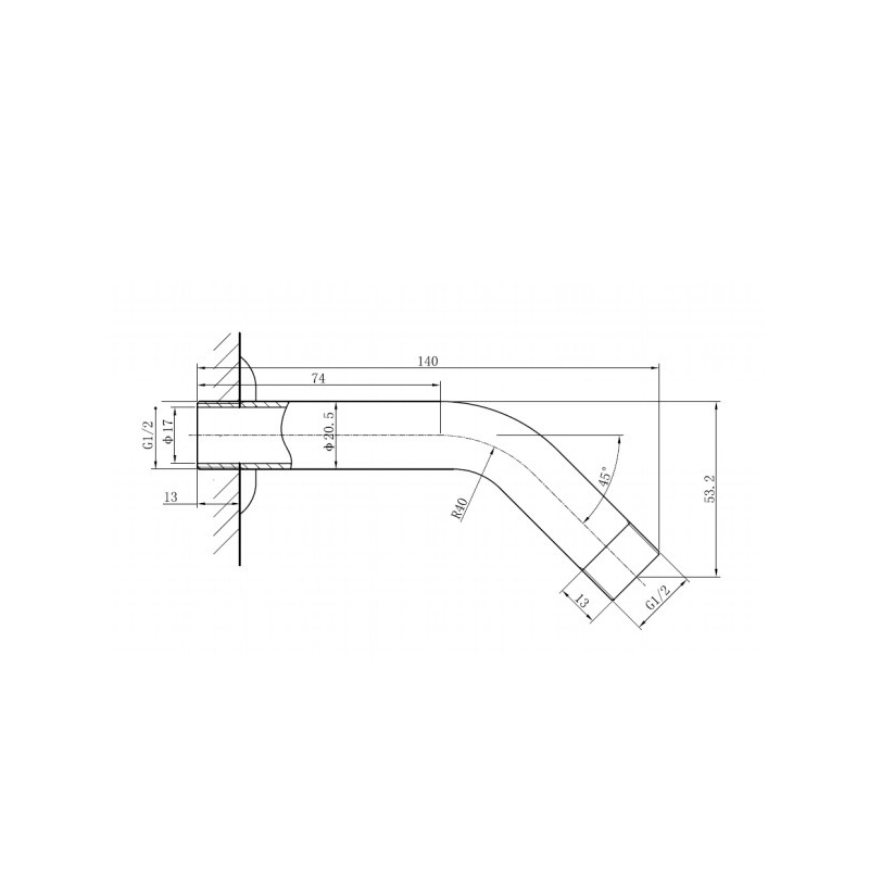 Optima S016  Brazo de conexión inclinado de 14,5 cm