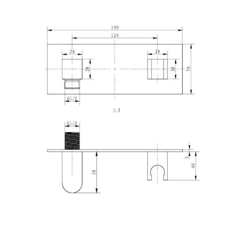 Optima. Soporte con toma para pared con toma BSPVD41 Latón Cromo