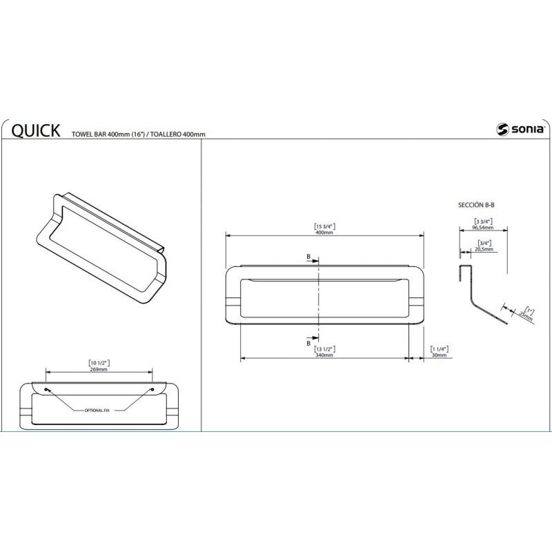 Sonia Quick Toallero Blanco con repisa para mueble