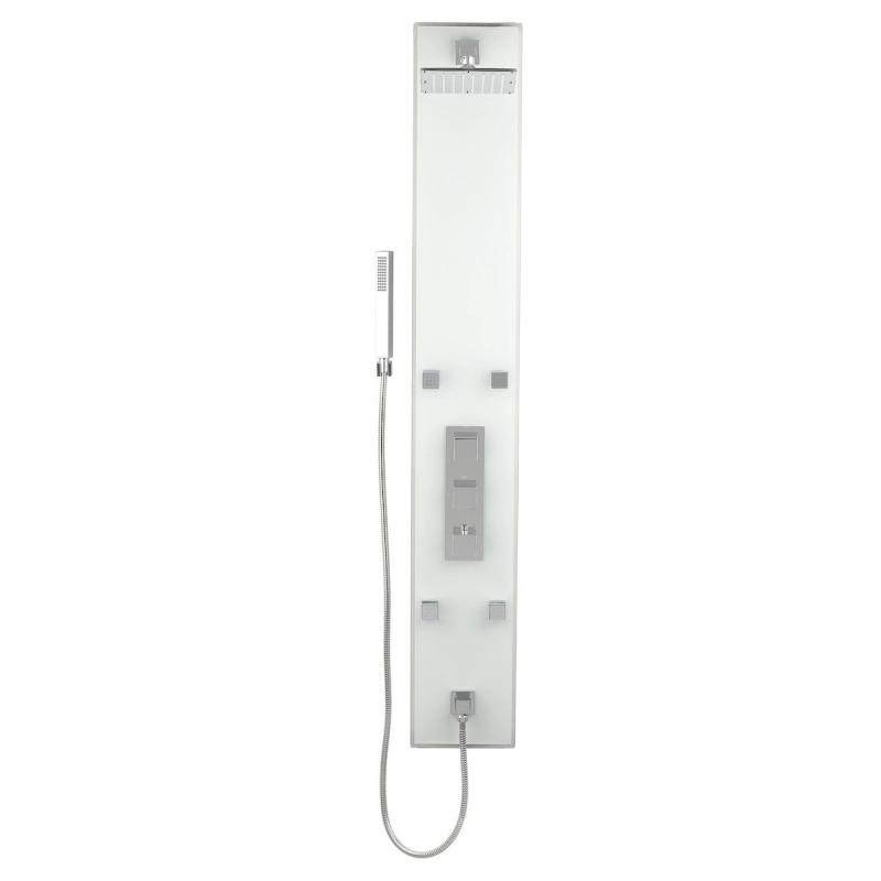 COLUMNA DE DUCHA CRISTAL BLANCO ALUMINIO Termostático 3 funciones GLASHOWER ANIMA