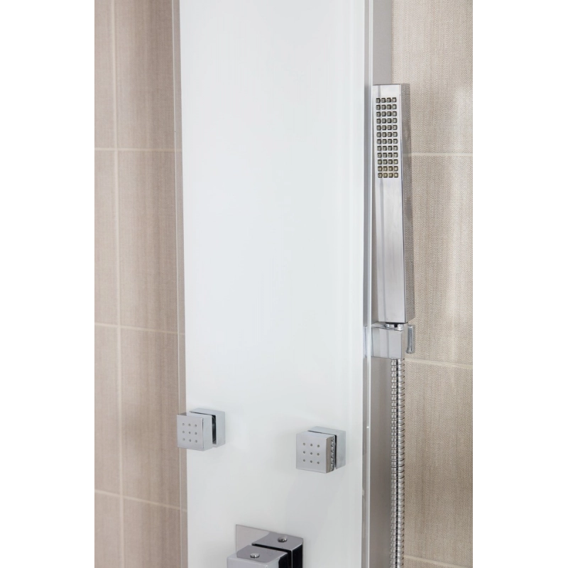 COLUMNA DE DUCHA CRISTAL BLANCO ALUMINIO Termostático 3 funciones GLASHOWER ANIMA