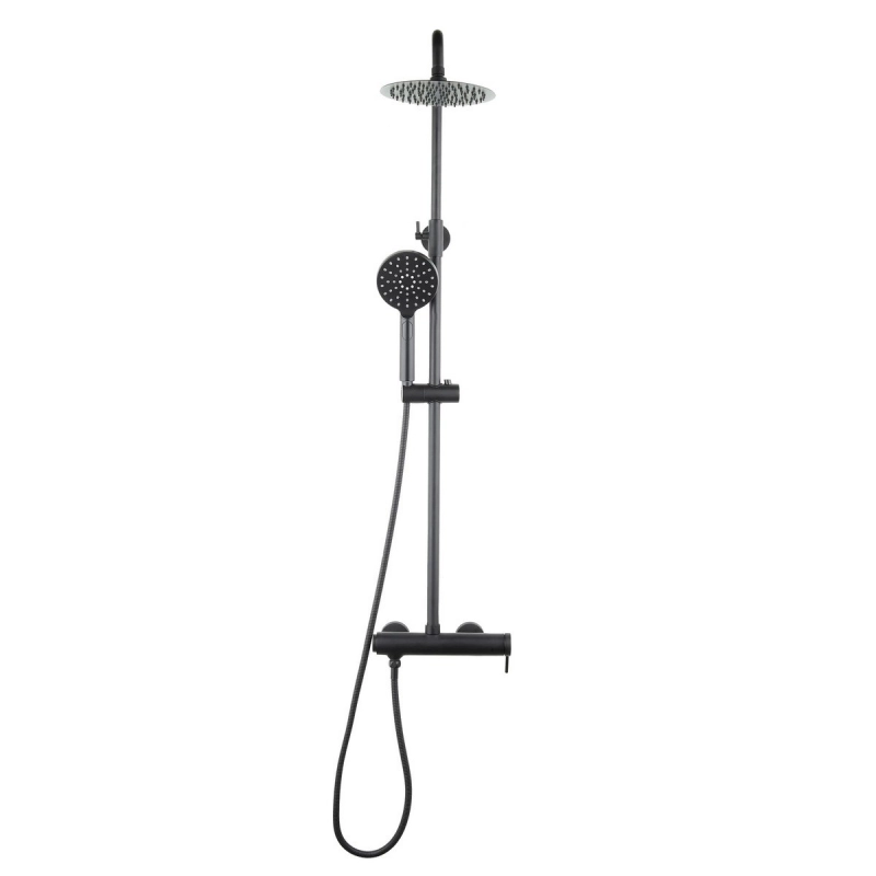 Columna de ducha de pared con grifo monomando negro SATSSPKC Swiss Aqua Technologies