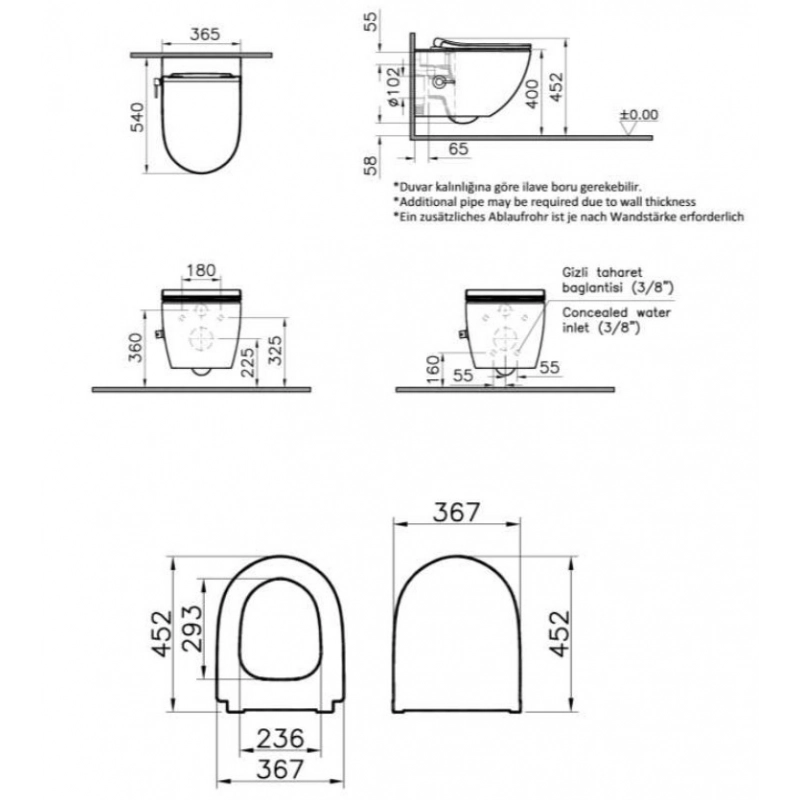 INODORO CON FUNCIÓN BIDÉ SUSPENDIO RIM-EX SATINF011RREXPBFCT SWISS AQUA