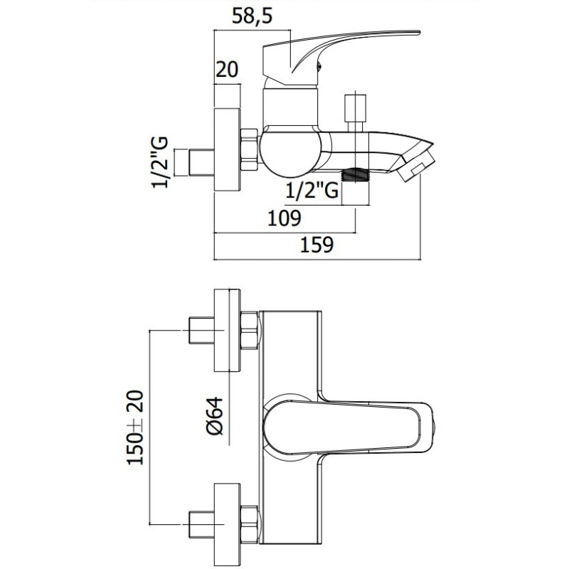 Grifo de Bañera SAT PROJECT sin set de ducha SSATBSPRO222