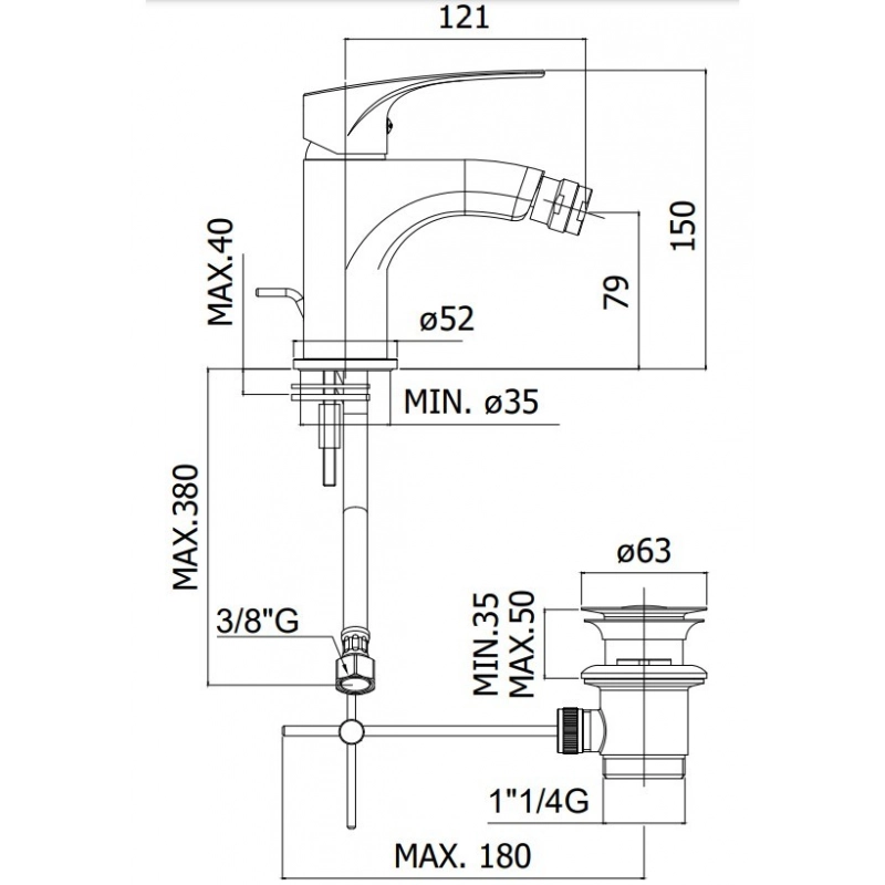 Grifo de Bidé SAT PROJECT cromo SATBSPRO235