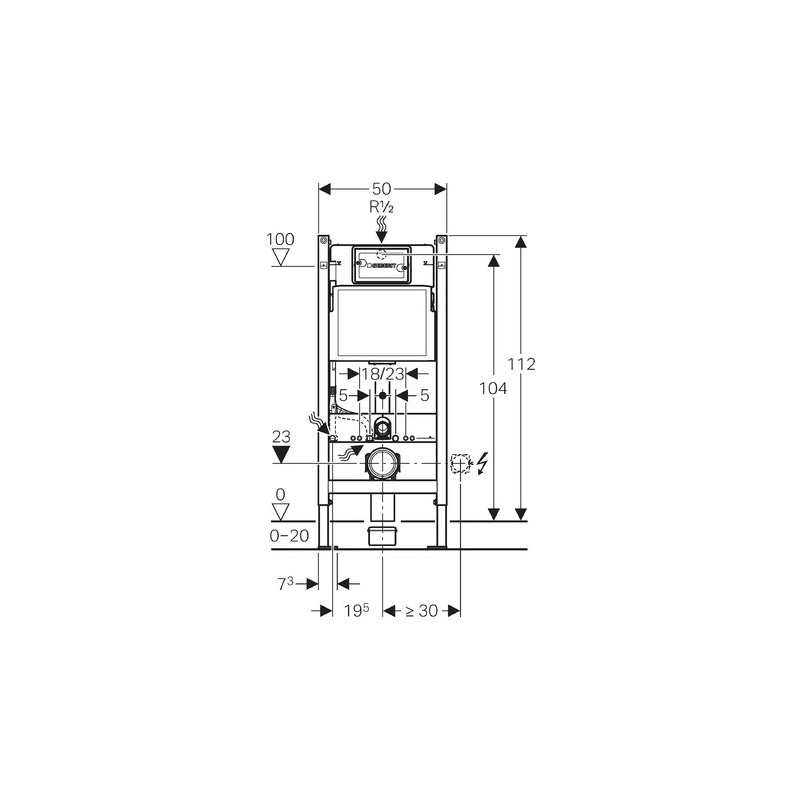 Bastidor GEBERIT Duofix pack cisterna empotrada y pulsador DELTA 01 blanco br con inodoro suspendido Rim-ex CROMA bl br AQUA