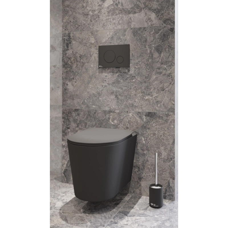 Conjunto cisterna+bastidor Geberit Duofix, pulsador negro brillo con inodoro Infinitio negro mate completo