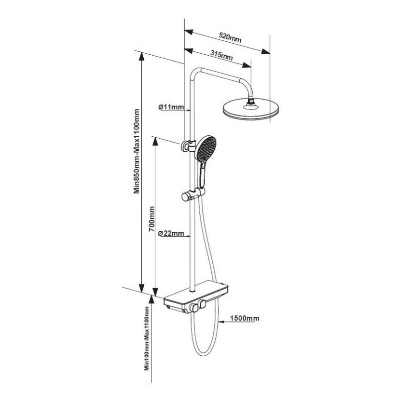 COLUMNA DE DUCHA 2 FUNCIONES SATSTPBCHC SWISS AQUA TECHNOLOGIES