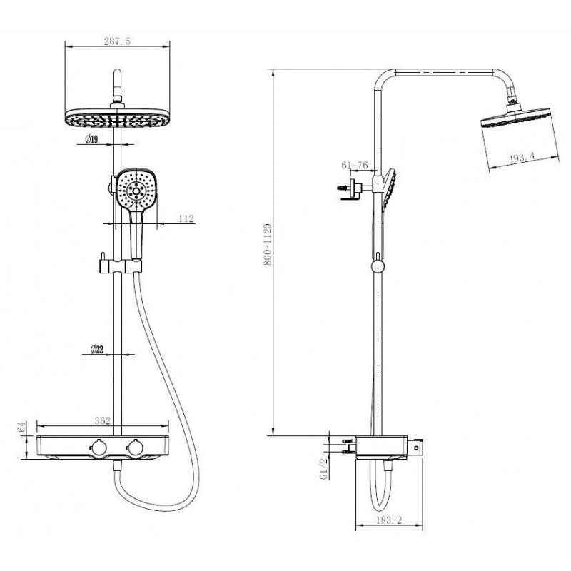 SWI Griferia Columna Termostica Blanco/Cromo SATSSTHP