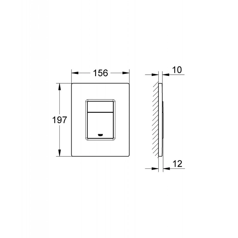 Pulsador rectangular Grohe Even NEGRO MATE G38966KF0