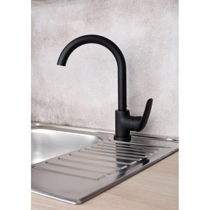 Grifo Monomando de Lavabo Con Brazo Giratorio S-Line Pro Negro Mate BSLPRO280C de Optima