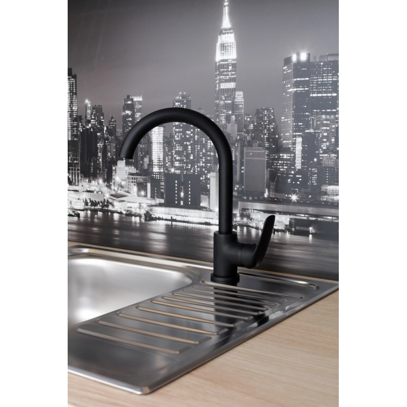 Grifo Monomando de Lavabo Con Brazo Giratorio S-Line Pro Negro Mate BSLPRO280C de Optima