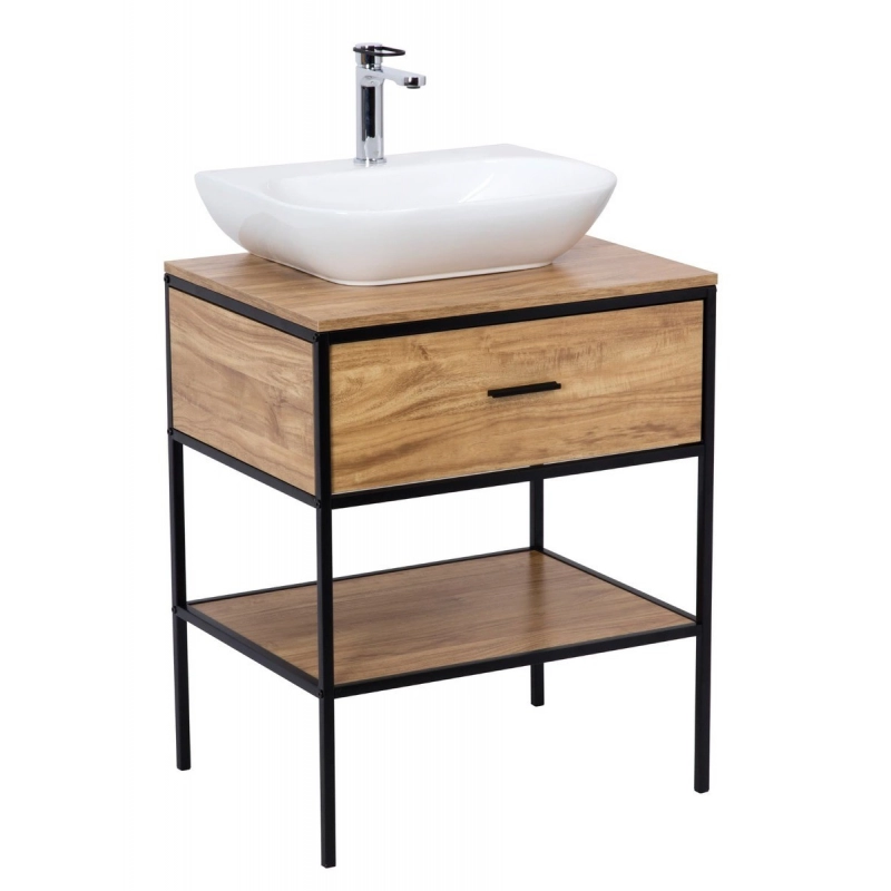 Mueble de Baño Sobre Encimera Blackframe 60X73X46 cm Arce Brillo y Metal Lacado Negro BFRAMEUMD de Naturel