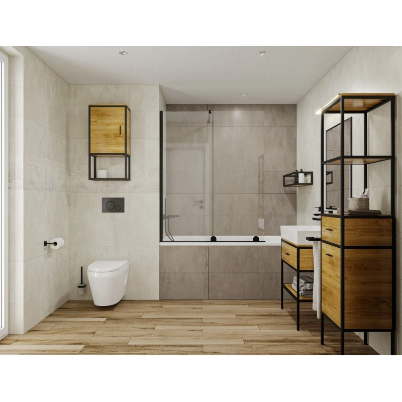 Mueble de Baño Sobre Encimera Blackframe 60X73X46 cm Arce Brillo y Metal Lacado Negro BFRAMEUMD de Naturel