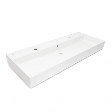 Lavabo INFINITIO Blanco Brillo 121,4x46,9x12 con dos agujeros para grifos SATINF12046