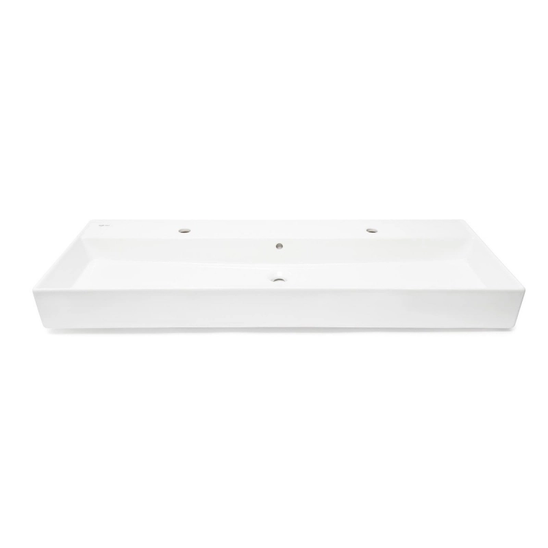 Lavabo INFINITIO Blanco Brillo 121,4x46,9x12 con dos agujeros para grifos SATINF12046