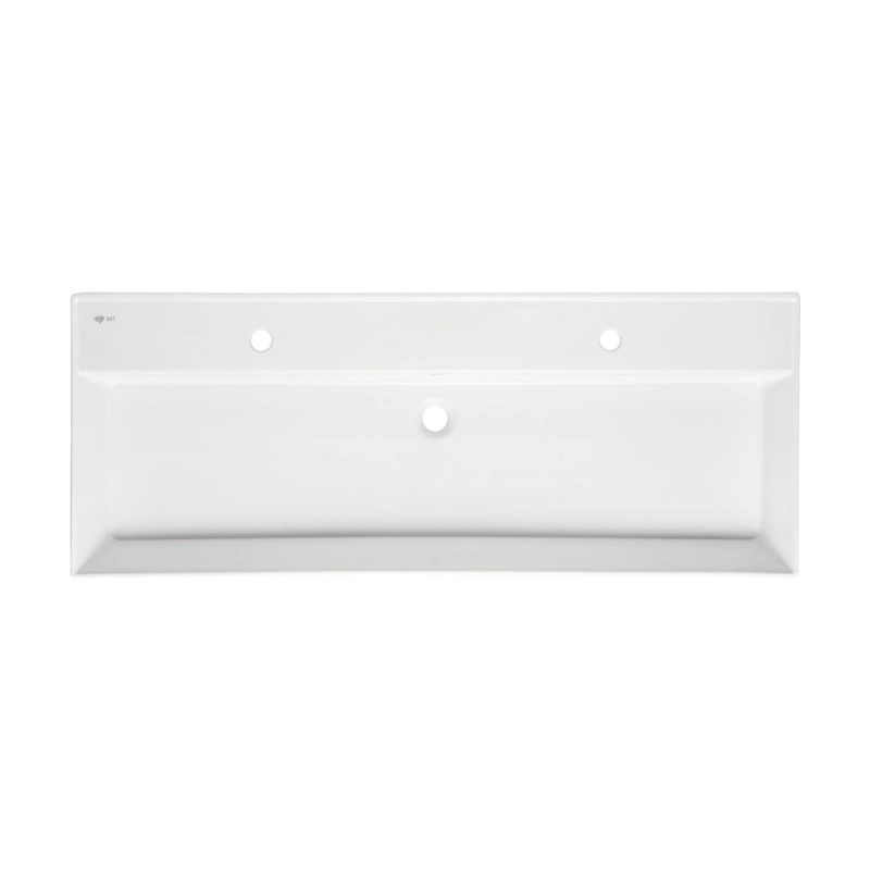 Lavabo INFINITIO Blanco Brillo 121,4x46,9x12 con dos agujeros para grifos SATINF12046