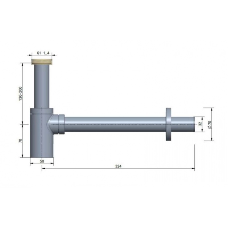 Sifón Para Fregadero SAT 5/4 Negro Mate Redondo SIFMBL de Optima