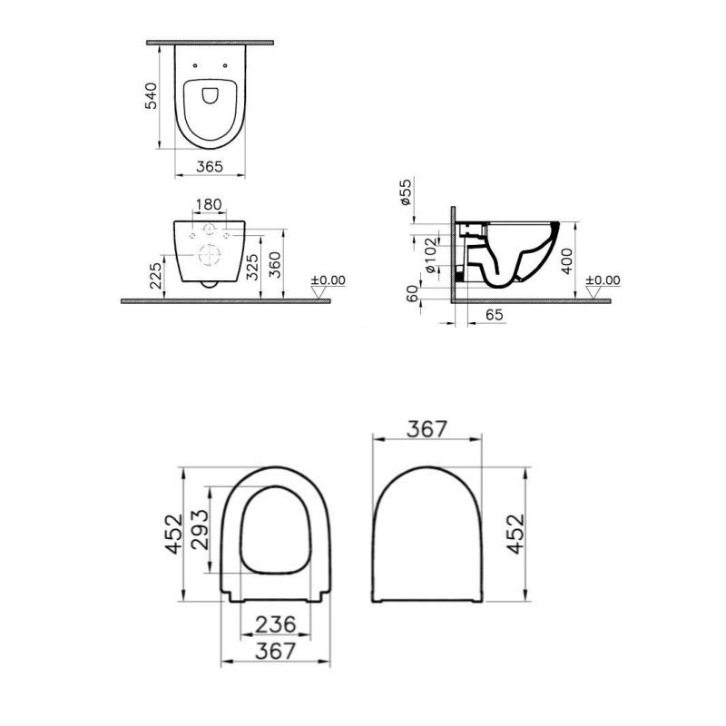 BASTIDOR ROCA DUPLO ONE PACK CISTERNA EMPOTRADA Y PULSADOR PL1 BLANCO BR CON INODORO SUSPENDIDO RIM-EX INFINITIO BLANCO BR 54 CM