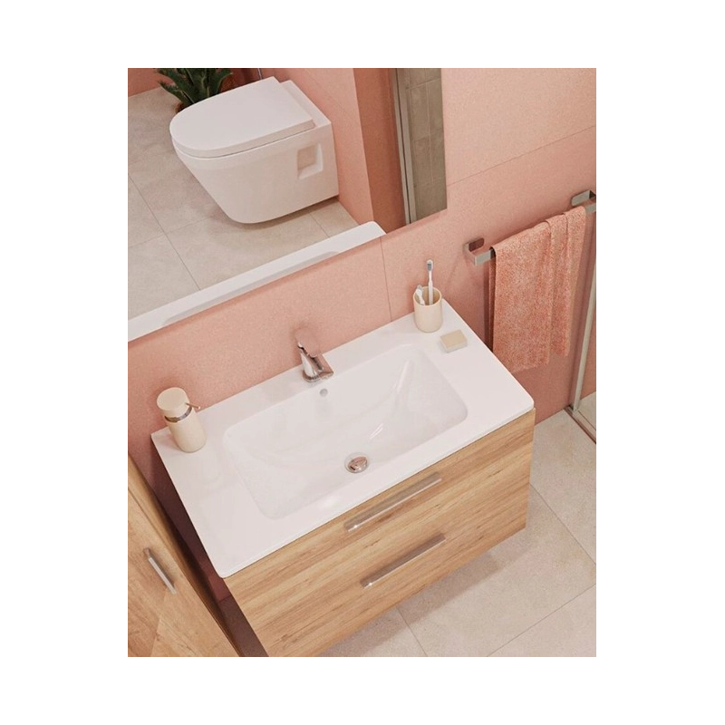 Mueble de baño 59x61x39,5 cm icluye lavabo cerámica, Espejo y Aplique LED IP44 6500 (MIASET40D)