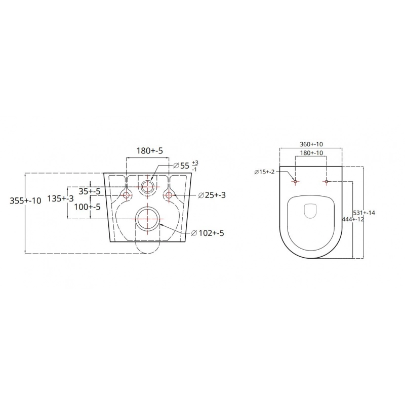 Bastidor GROHE pack cisterna empotrada y pulsador cromo con Inodoro Suspendido  BREVIS Rim-Ex 53 cm de SAT