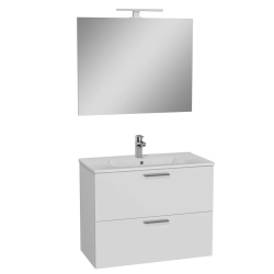 Mueble de baño Vitra Mia Set blanco brillante 79x61x39,5 cm con espejo, lavabo, iluminación LED + armario(MIASET80B)