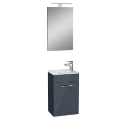 Mueble de baño  Vitra Mia Set 39x61x28 cm con espejo, lavabo e iluminación LED, gris brillo (MIASET40A)