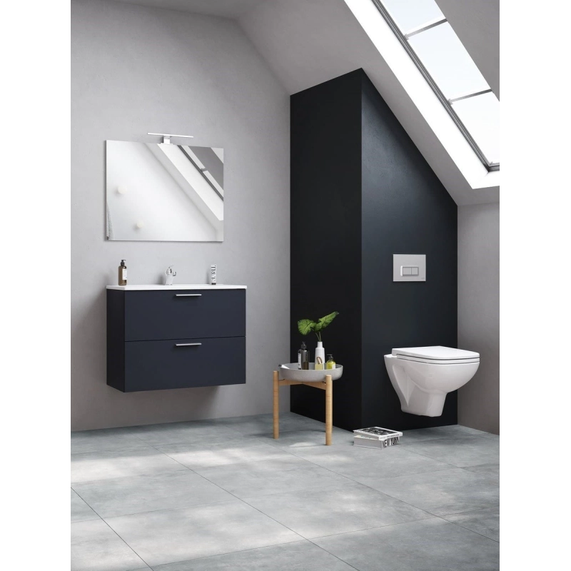 Mueble de baño Vitra Mia Set 79x39,5x61 cm icluye lavabo cerámica, Espejo y Aplique LED IP44 6500 (MIASET80D) gris brillo