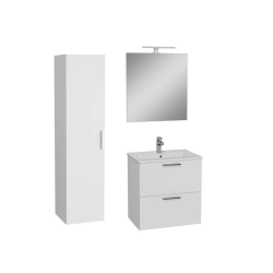 Conjunto de baño Vitra Mia Set 59x61x39,5 que incluye espejo, lavabo, iluminación LED y mueble alto en blanco