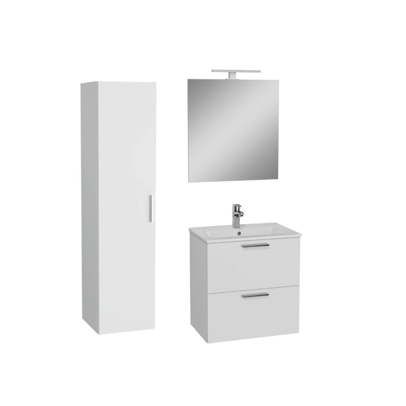 Conjunto de baño Vitra Mia Set 59x61x39,5 que incluye espejo, lavabo, iluminación LED y mueble alto en blanco