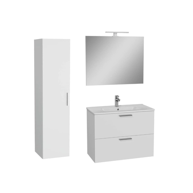 Conjunto muebles de baño Vitra Mia Set 79x39,5x61 que incluye espejo, lavabo, iluminación LED en blanco.