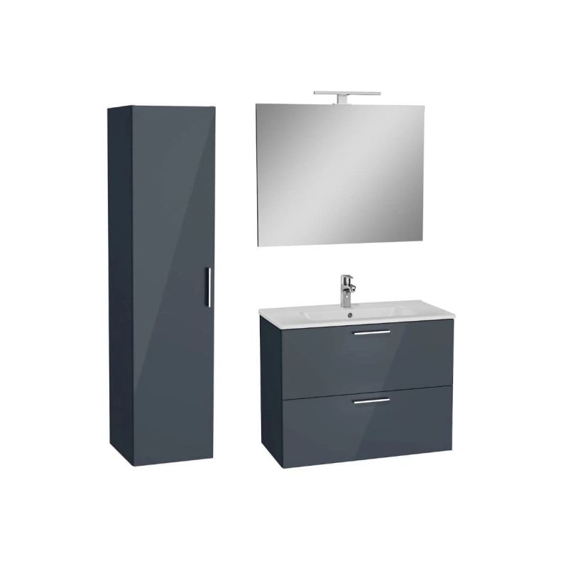 Conjunto muebles de baño Vitra Mia Set 79x39,5x61 que incluye espejo, lavabo, iluminación LED en gris