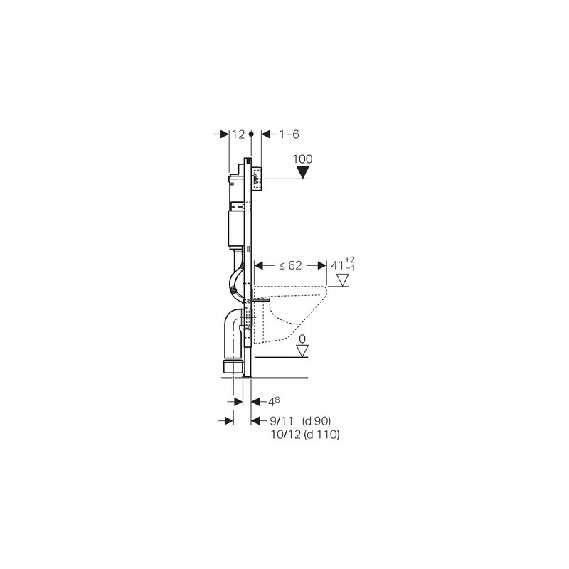 BASTIDOR GEBERIT DUOFIX CON CISTERNA EMPOTRADA, PULSADOR DELTA 01, INODORO SUSPENDIDO TORNADO 72 SISTEMA VORTEX BLANCO DE SAT