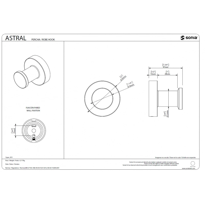 Percha 30 MM ASTRAL CROMO Sonia