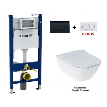 Bastidor GEBERIT Duofix pack cisterna empotrada y pulsador DELTA 50 con inodoro suspendido Smyle Square de Geberit