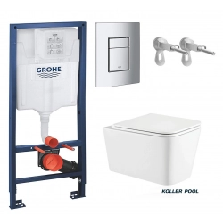 BASTIDOR GROHE PACK CISTERNA EMPOTRADA Y PULSADOR CROMO BRILLO CON INODORO SUSPENDIDO TREND CON SISTEMA VORTEX KOLLER POOL