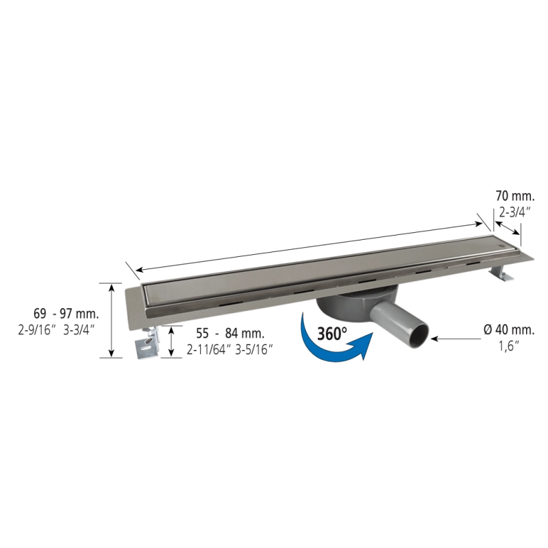 Eurodesagüe 1702S con rejilla para cerámica Euroshrink