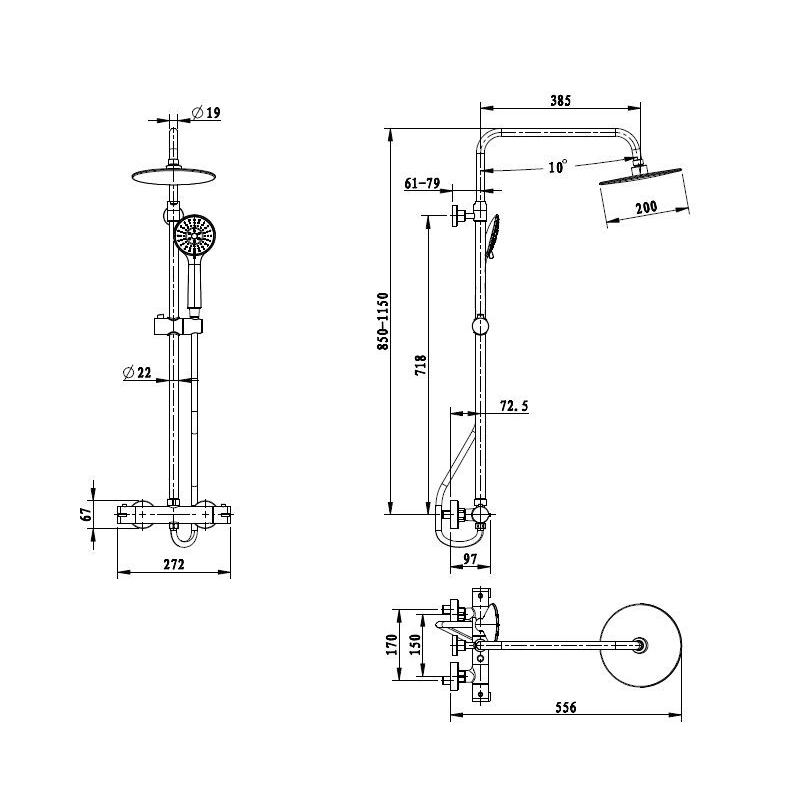 Columna Termostática OPTIMASSTK  3 Funciones Optima