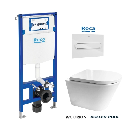 BASTIDOR ROCA DUPLO PACK CISTERNA EMPOTRADA Y PULSADOR PL1 BLANCO BRILLO CON WC SUSP Rimless Orion Tapa Envolvente Blanco KP