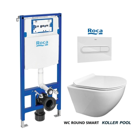 BASTIDOR ROCA DUPLO PACK CISTERNA EMPOTRADA Y PULSADOR PL1 BLANCO BRILLO CON WC SUSPENDIDO KP ROUND SMART Blanco Tornado 3.0