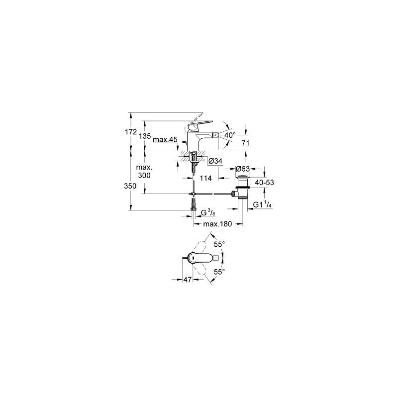 Grohe Eurosmart Cosmopolitan Monomando Bidé