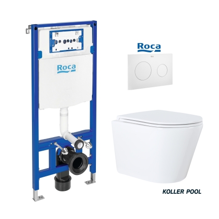 BASTIDOR ROCA DUPLO ONE PACK CISTERNA EMPOTRADA Y PULSADOR PL10 BLANCO M CON WC SUSP ORION BLANCO 51,5cm CON SISTEMA VORTEX KP