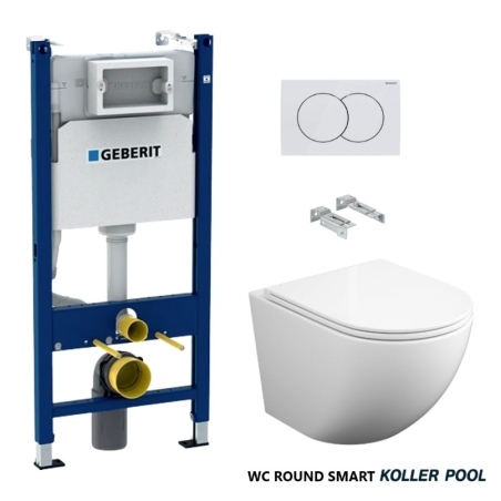 Koller Pool WC tornado 3.0 blanco brillo con pulsador blanco brillo delta 01 de Geberit