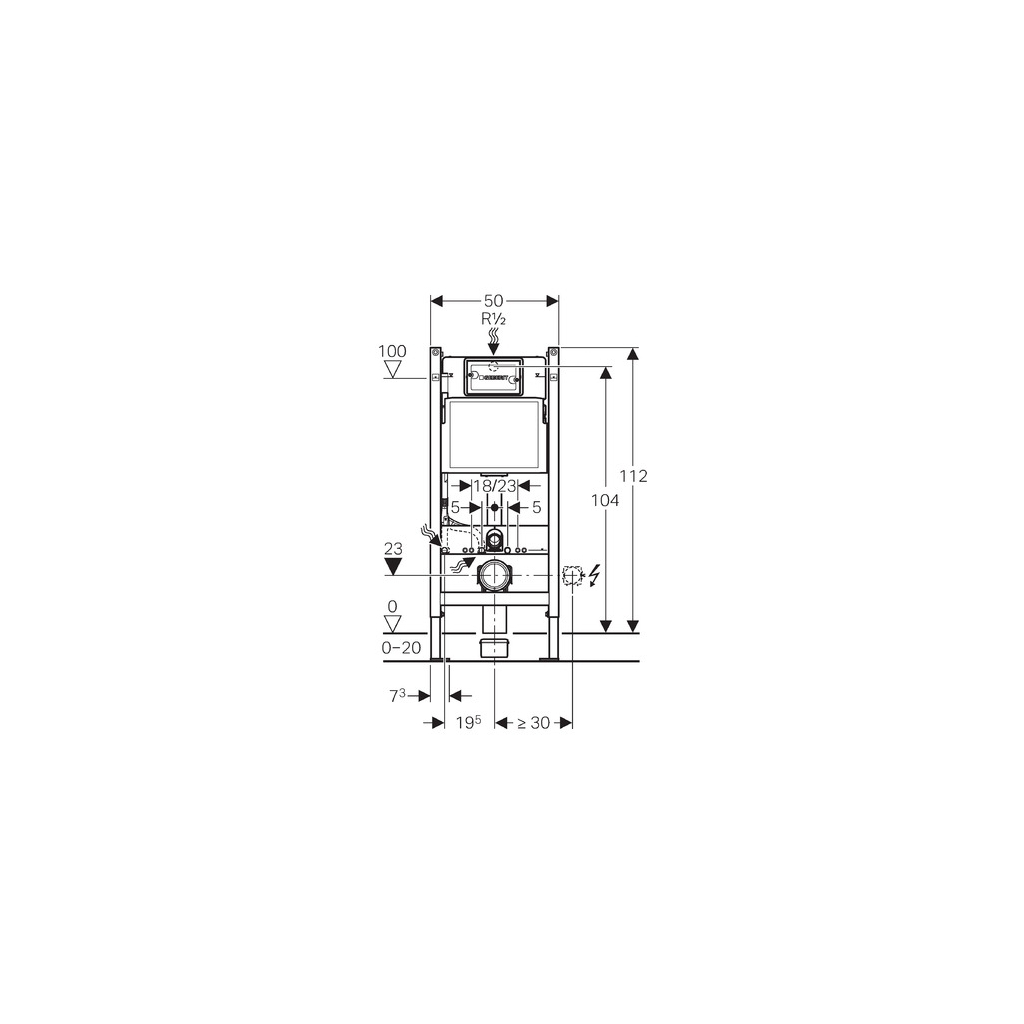 BASTIDOR GEBERIT PACK CISTERNA EMPOTRADA Y PULSADOR DELTA 01 BL CON INODORO SUSPENDIDO ROUND SMART 52cm TOR 3 TAPA ENV.MARCA KP