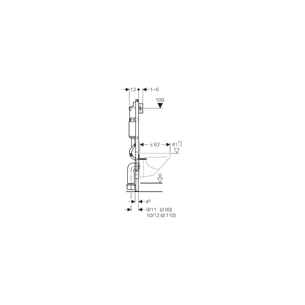 BASTIDOR GEBERIT PACK CISTERNA EMPOTRADA Y PULSADOR DELTA 01 BL CON INODORO SUSPENDIDO ROUND SMART 52cm TOR 3 TAPA ENV.MARCA KP