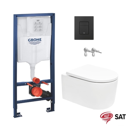 CONJUNTO PACK GROHE CON WC SAT Y PULSADOR NEGRO